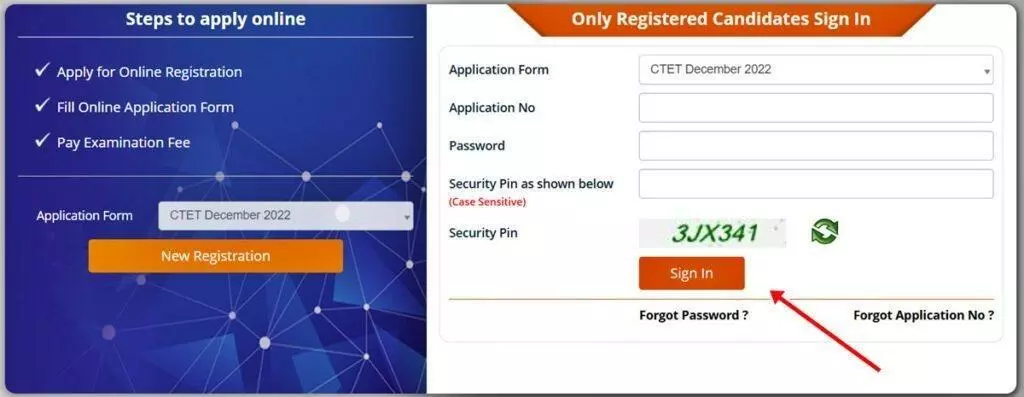 CTET 2022 online form