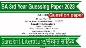 BA 3rd Year Sanskrit Literature Guessing Paper Download PDF Link