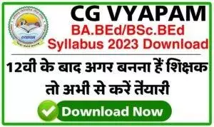CG Vyapam Pre BA BEd BSc BEd Exam 2023 Syllabus Download