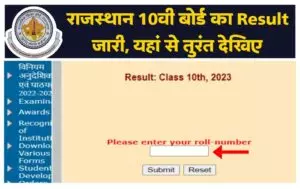 Rajasthan Board 10th result 2023