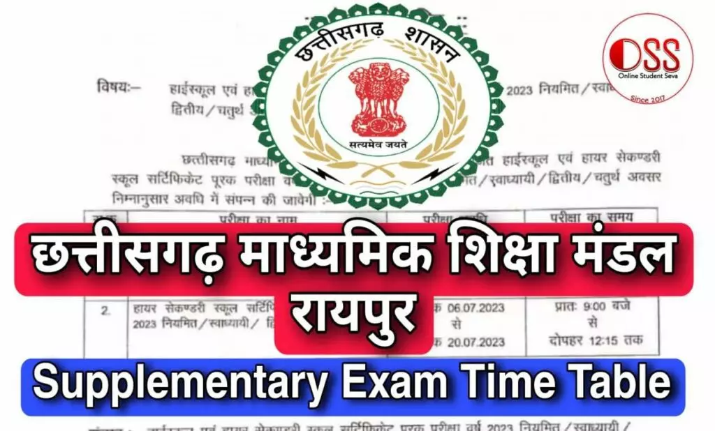 CG Board Supplementary Exam Time Table 2023
