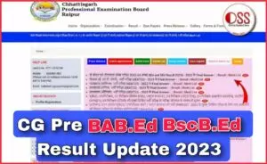 CG Pre BABEd BscBEd Result 2023 Update
